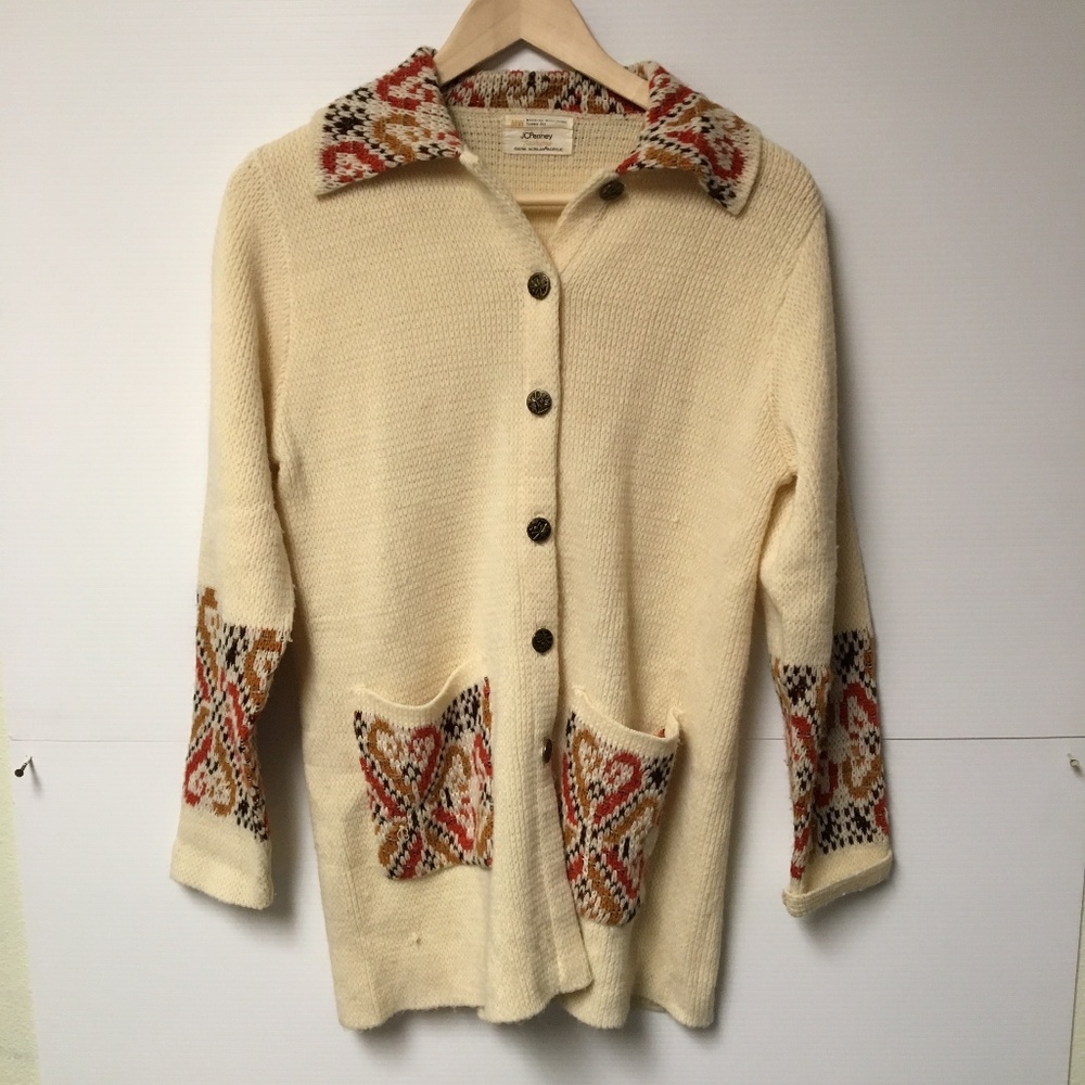 Vintage 70's JcPenny Button Up Sweater cargidan